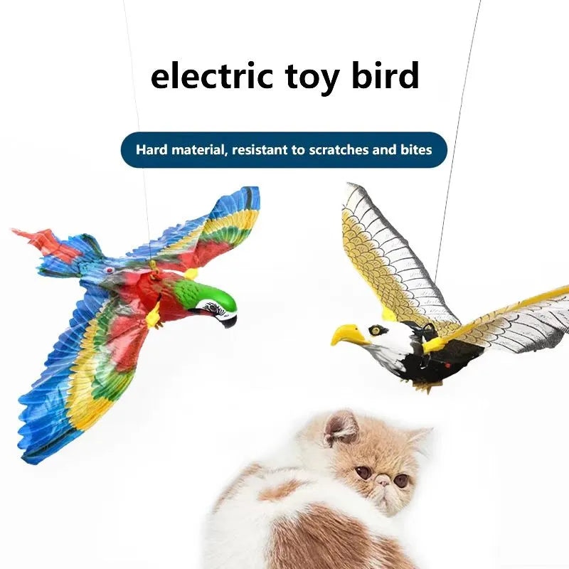 Simulation Bird Interactive Cat Toys Electric Hanging Eagle Flying Bird Cat Teasering Play Cat Stick Scratch Rope Kitten Toy