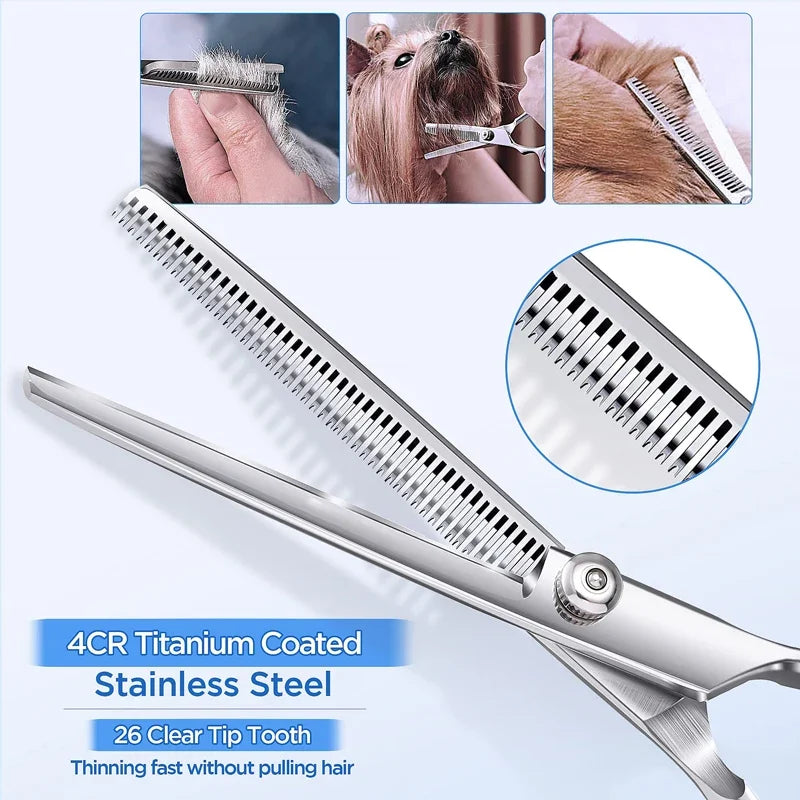 6 in 1 professional stainless steel sharp safety round tip dog scissors heavy duty ergonomic puppy pet grooming scissor2