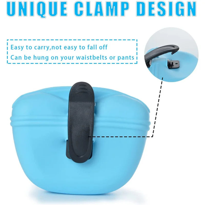 Silicone Dog Treat Bag Pet Portable Dog Training Waist Outdoor Feeder Puppy Snack Pouch Food Reward Storage Bag