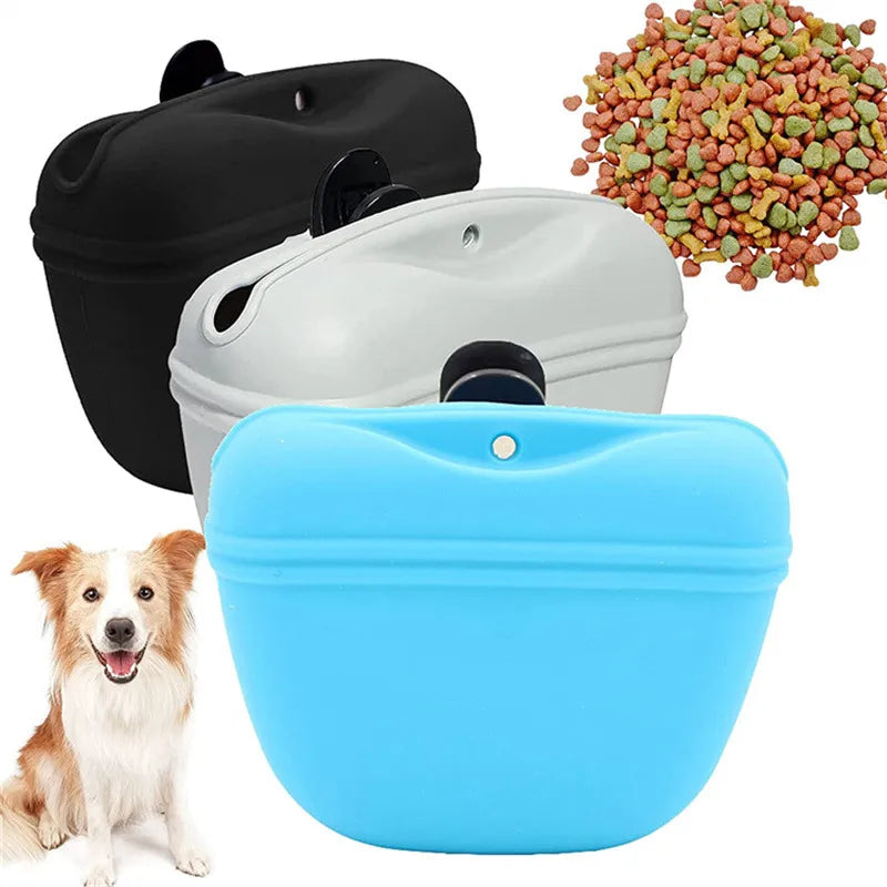 Silicone Dog Treat Bag Pet Portable Dog Training Waist Outdoor Feeder Puppy Snack Pouch Food Reward Storage Bag