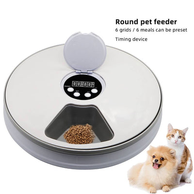 automatic round 6 meals 6 grids pet feeder electric dry food dispenser 24 hours feed pet supplies