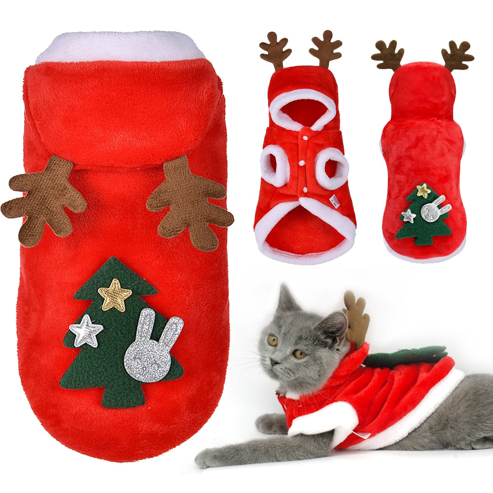 cat and dog christmas santa costume4