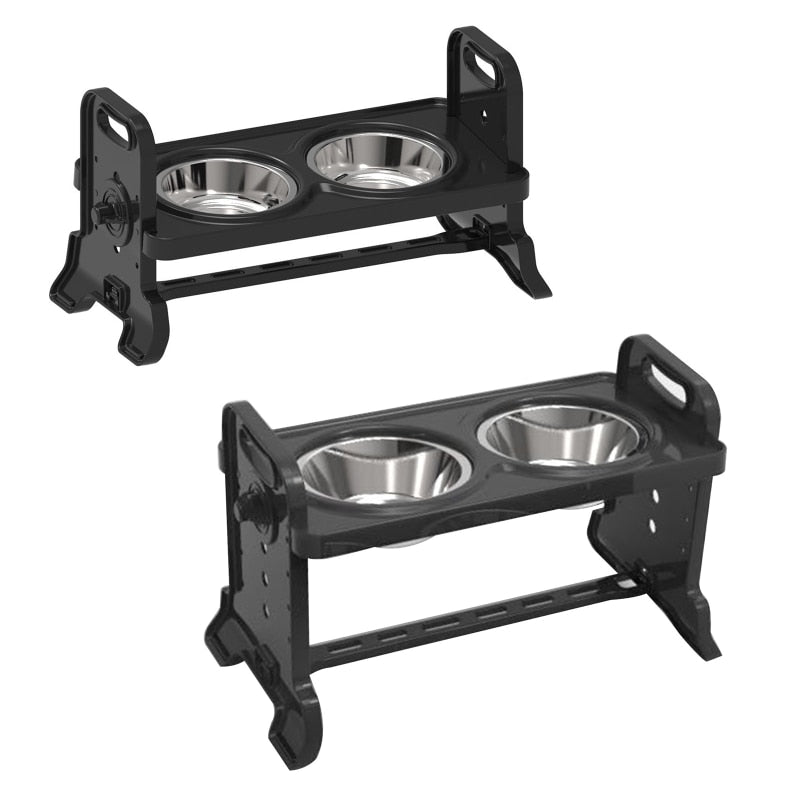 Anti-Slip Elevated Double Dog Bowls with Adjustable Height