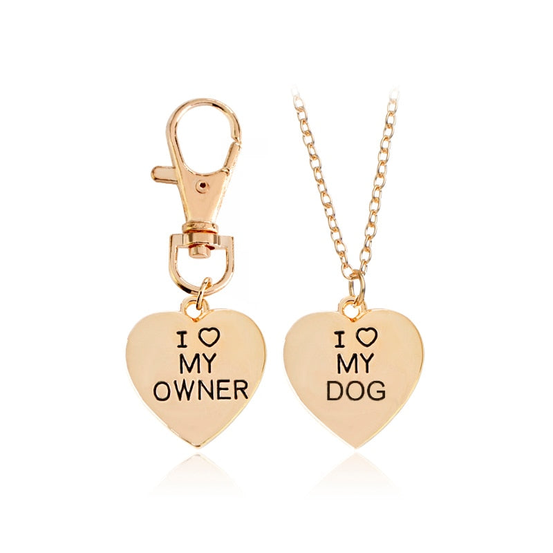 Valentines Day - I love my dog owner keychain & necklace set