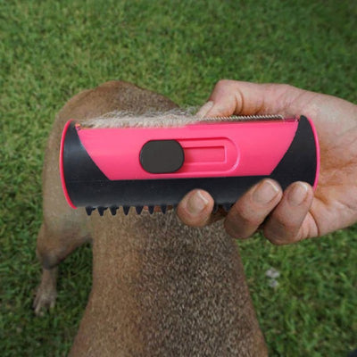Image of the pink and black KINGKOMB Pet Hair Removal Brush sold by Saint N Mike.