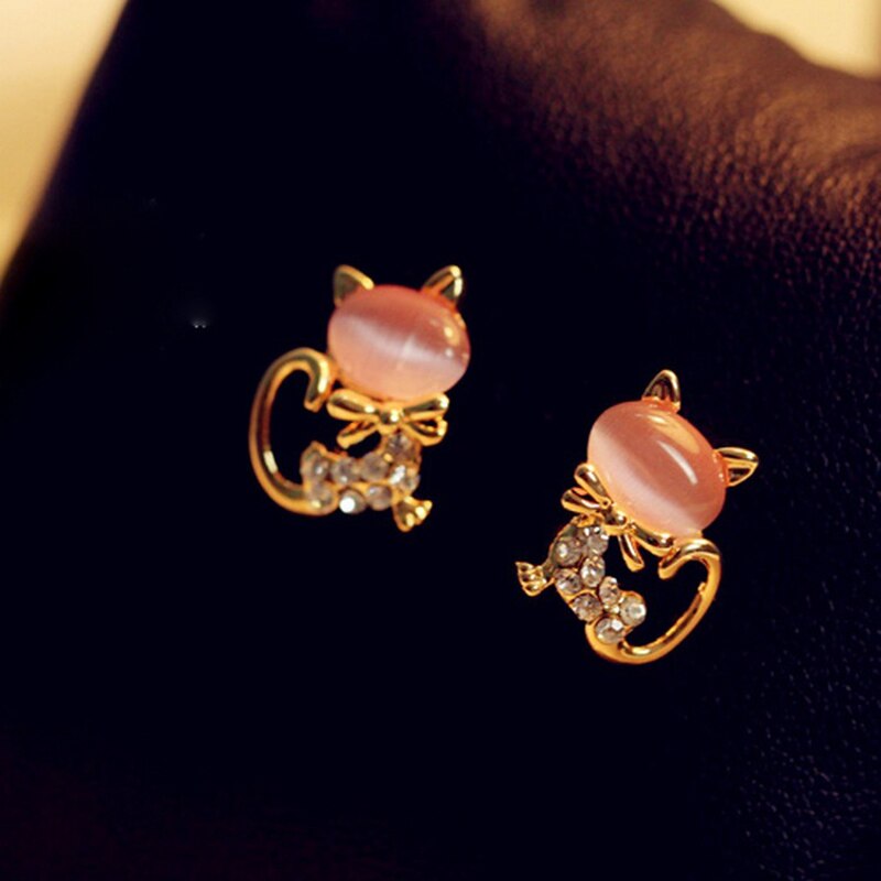 Rhinestone Cat Earrings