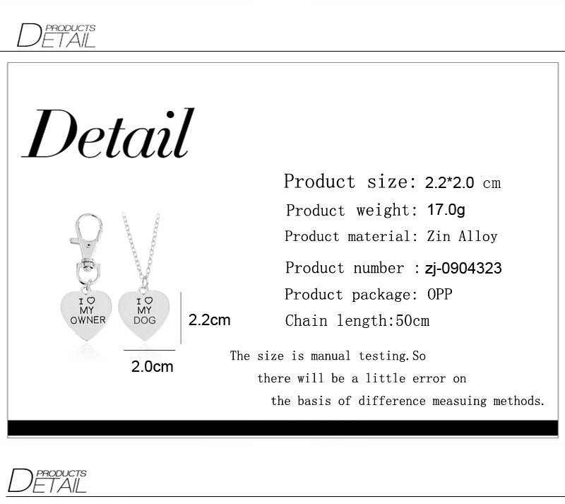 Valentines Day - I love my dog owner keychain & necklace set