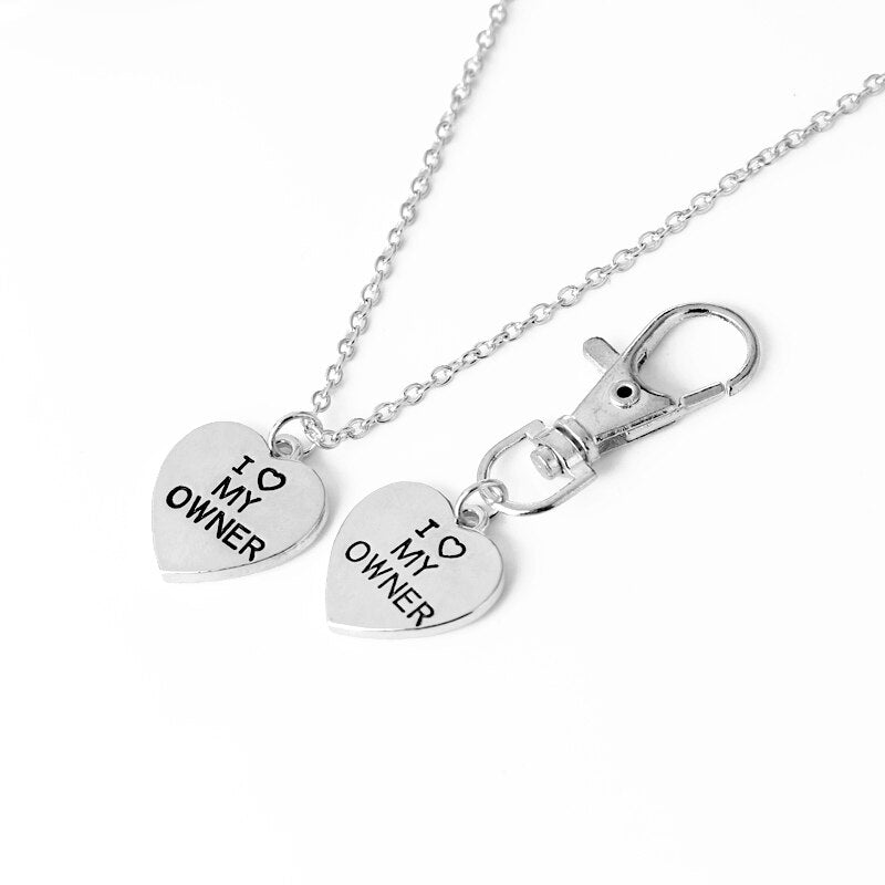 Valentines Day - I love my dog owner keychain & necklace set