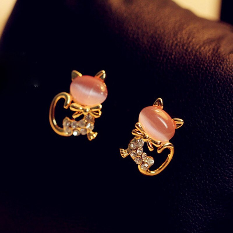 Rhinestone Cat Earrings