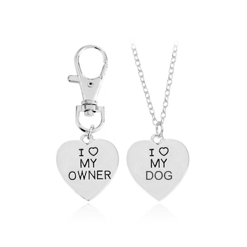 Valentines Day - I love my dog owner keychain & necklace set