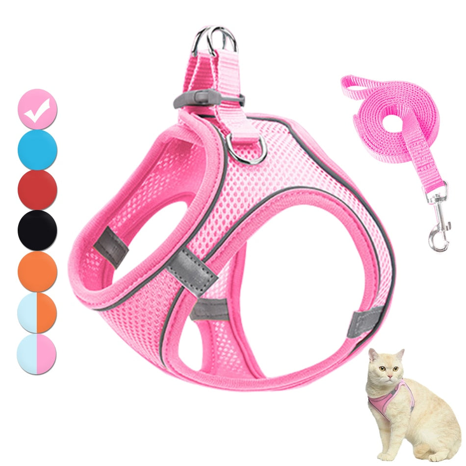 cat reflective adjustable harnesses & leashes set