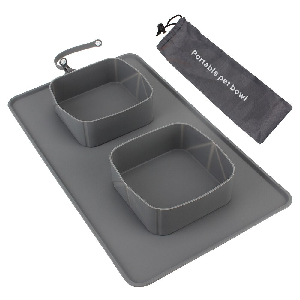 Folding Double Bowls for Dog & Cat