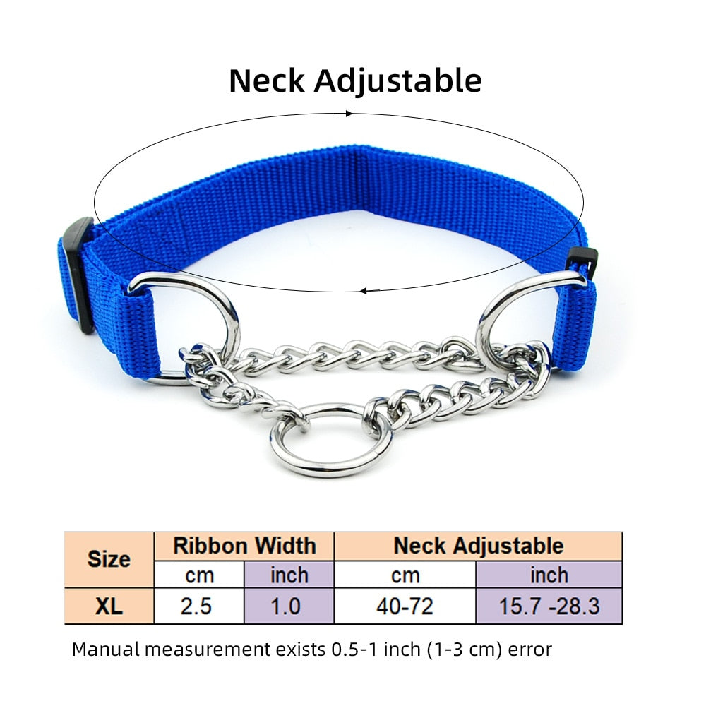 Nylon Dog Slip Pinch Collar with Welded Link Chain