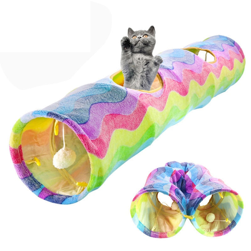 Foldable Tunnel Tube Holes Cat Toy