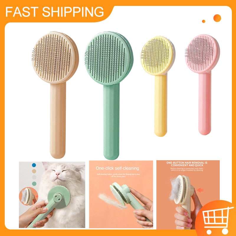 Pet Comb Hair Remover Cat Cleaning Slicker Brush Automatic Grooming Care