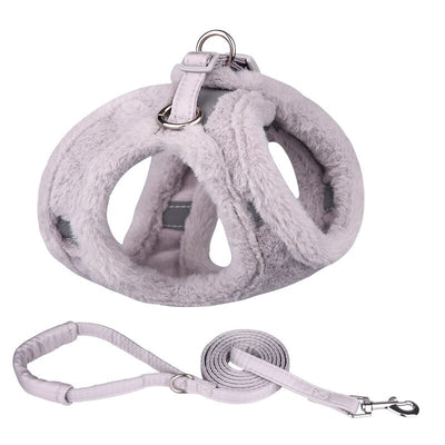 YOKEE Rabbit Fur Soft Winter Warm Reflective Small Cat Harness And Leash
