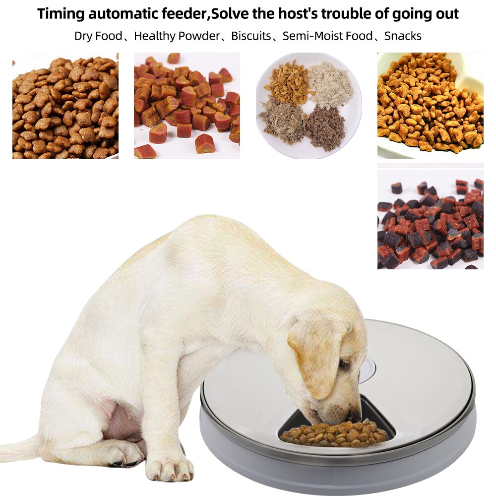 Automatic Round 6 Meals 6 Grids Pet Feeder | Electric Dry Food Dispenser | 24 Hours Feed Pet Supplies