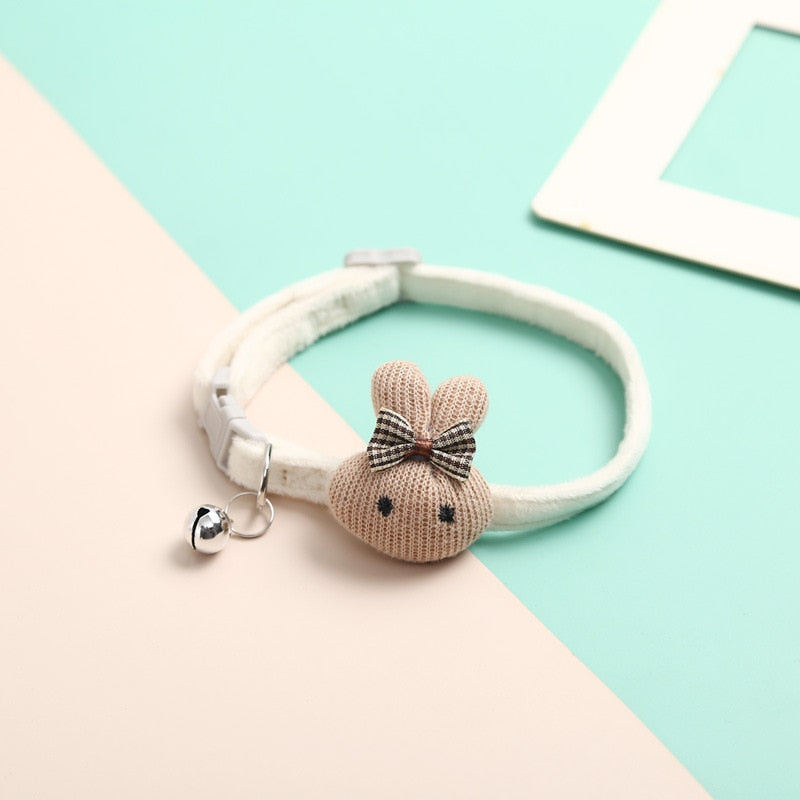 Cute knitting Flower Bell Collar, Adjustable Cat Necklace