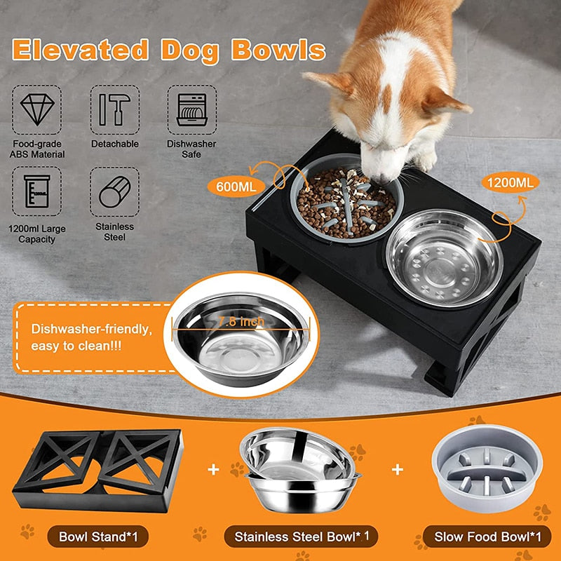 elevated bowl adjustable stand for dogs and cats5