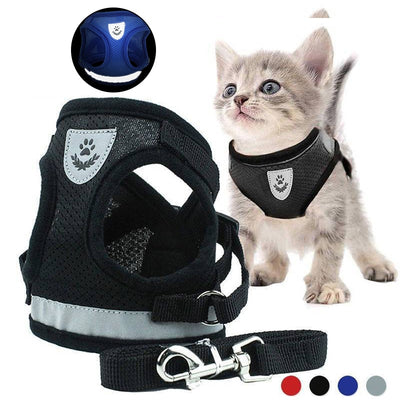 breathable cat harness and leash escape proof pet clothes