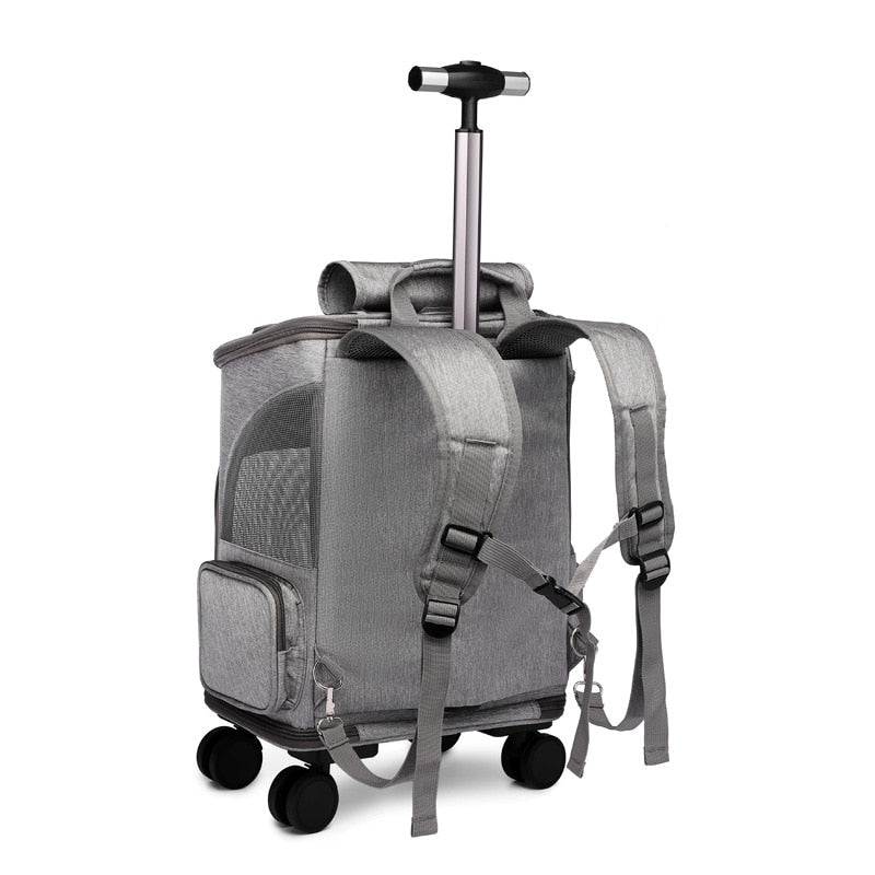 Cat Travel Trolley Bag for Cats Puppy Adjustable Detachable