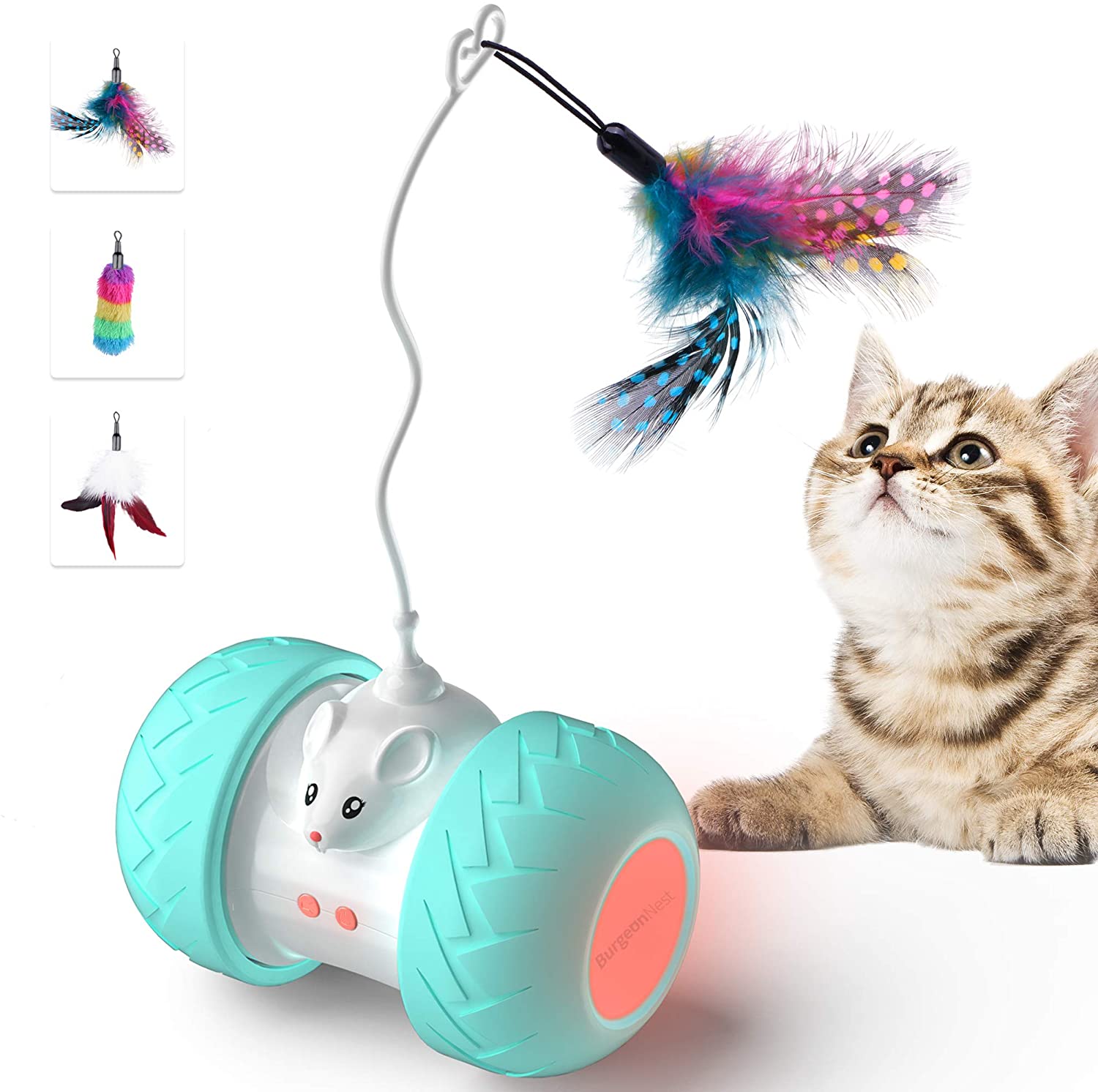 interactive electronic with mouse and feathers toys