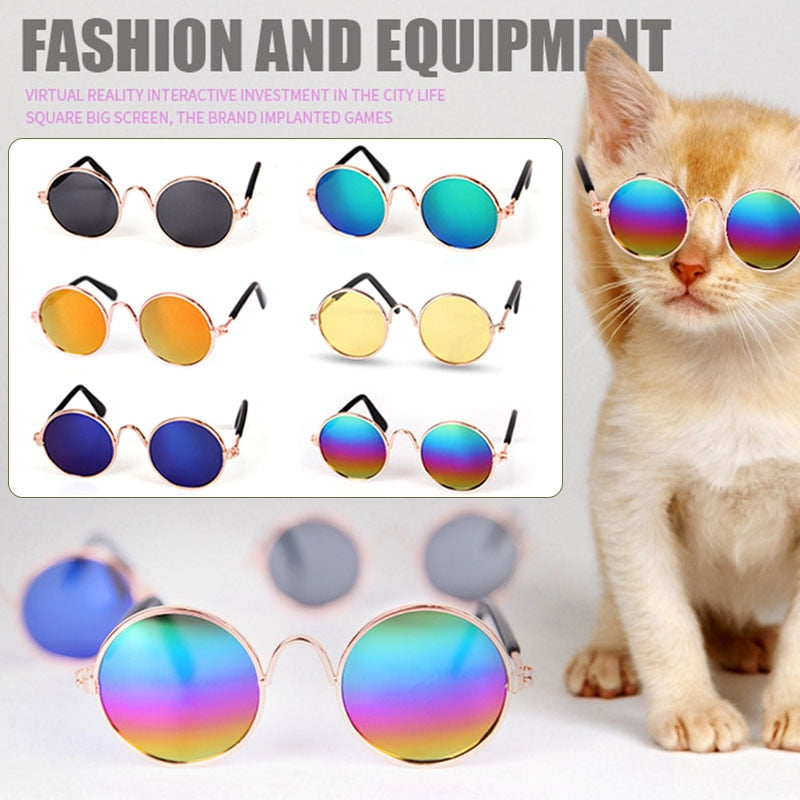 Cat Sunglasses Lovely Vintage Round Pet Glasses