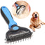 Pet Deshedding Brush, Double Sided Shedding and Dematting Undercoat Rake Comb for Dogs and Cats