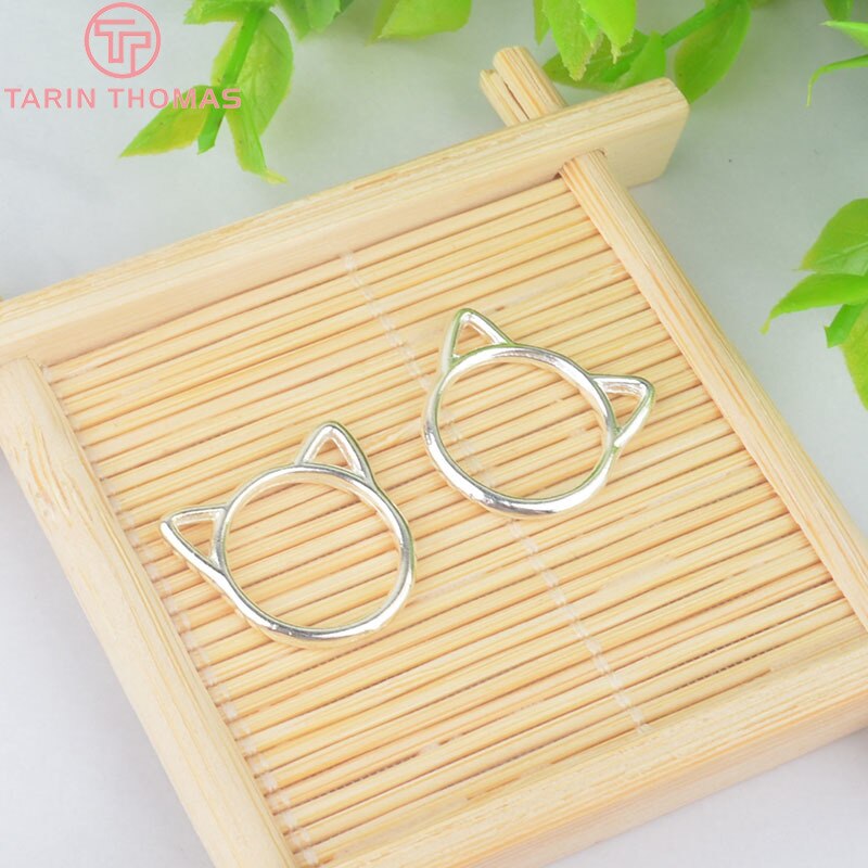 Zinc Alloy Cat Rings Charms Jewelry