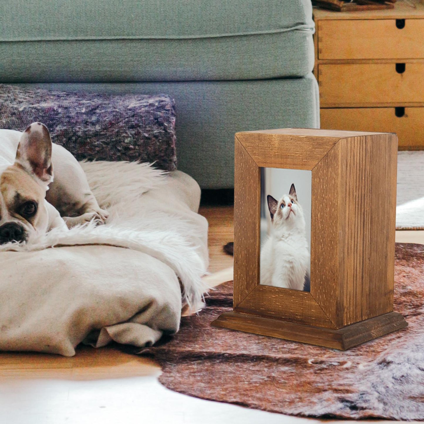 Wood Pet Cremation Urn for Dogs Cats Casket Memorial Keepsake Funeral