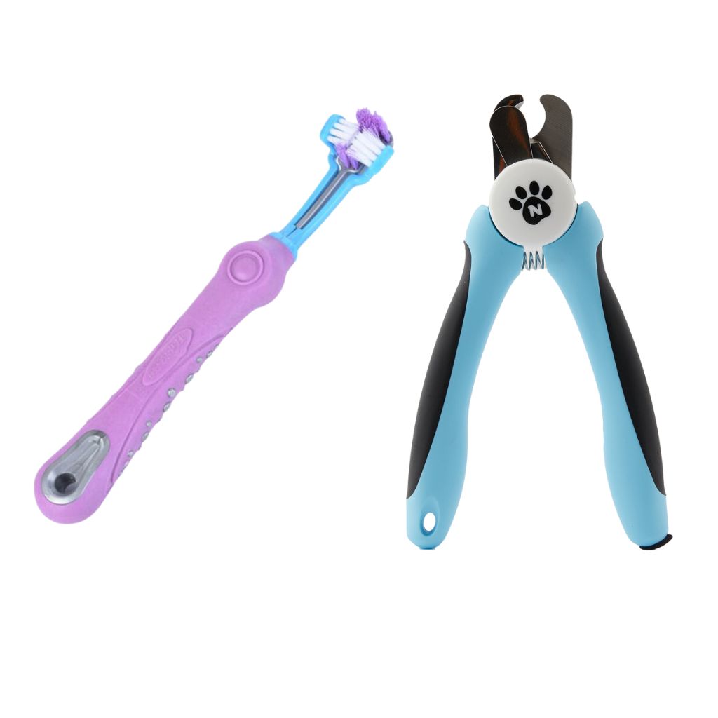combo deal, pet toothbrush and precision nail trimmer three sided toothbrush sharp dog and cat nail trimmers20